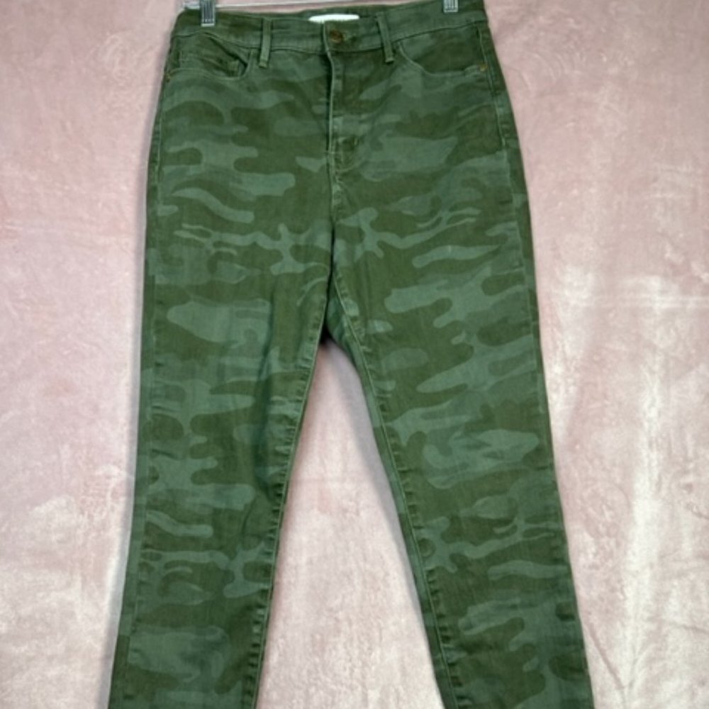 Sanctuary Womens Camo Green High Rise Skinny Social Standard Pants Size 6/28